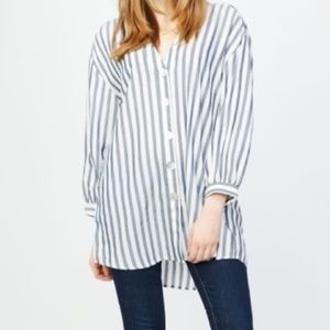 RD & KOKO Anthropologie Striped Tunic Top Blouse Blue Large